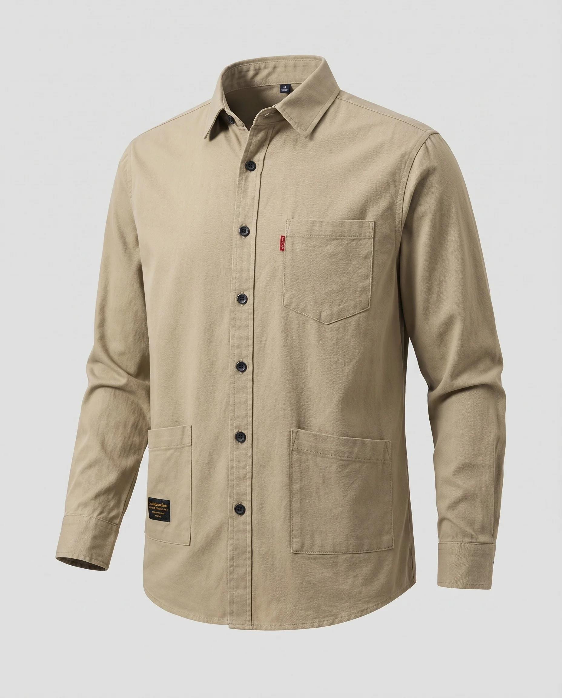 Herren Overshirt Gewaschene Baumwolle Aufgesetzte Taschen Lässig - Image 5