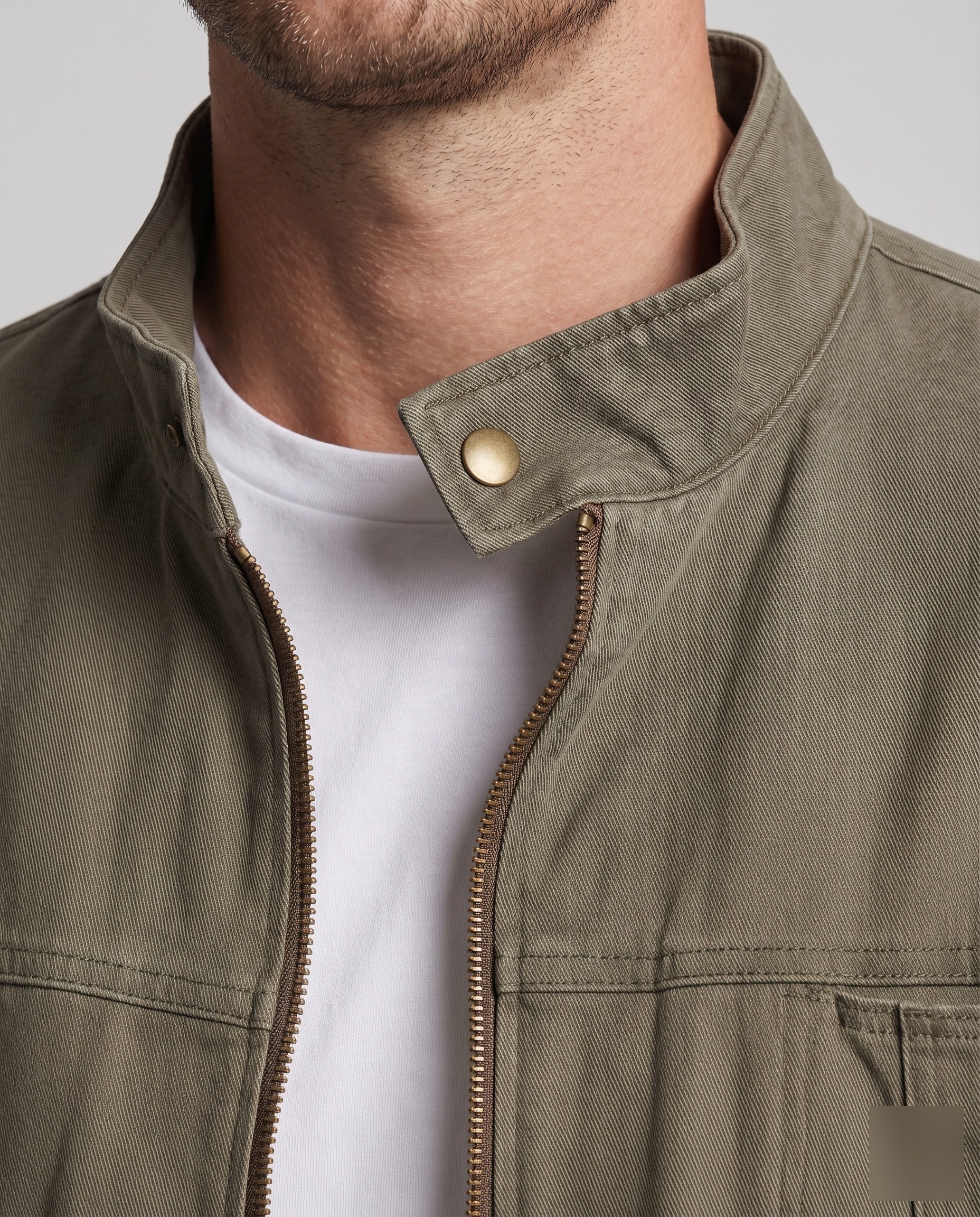 Herren Canvas-Workjacke Stehkragen Verdeckter Zipp - Image 3