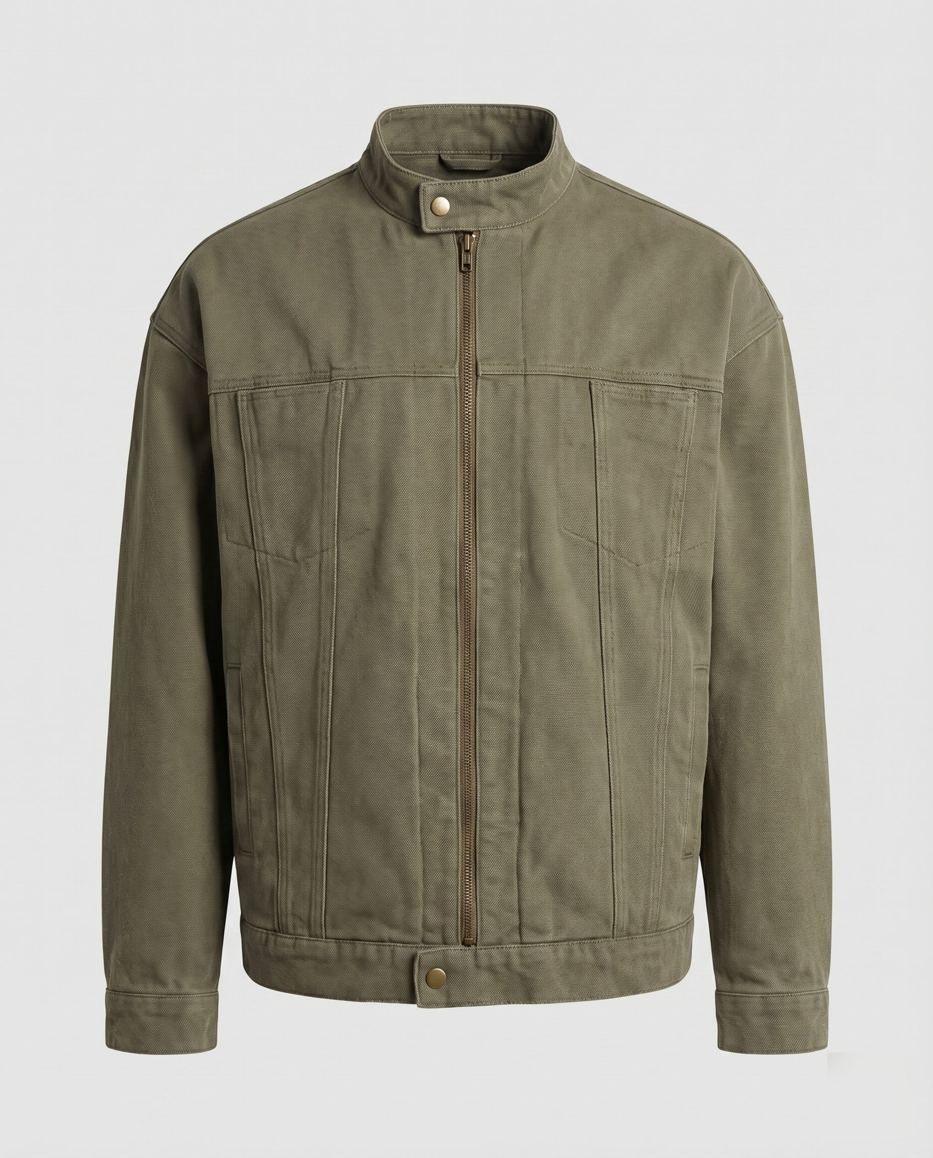 Herren Canvas-Workjacke Stehkragen Verdeckter Zipp - Image 5