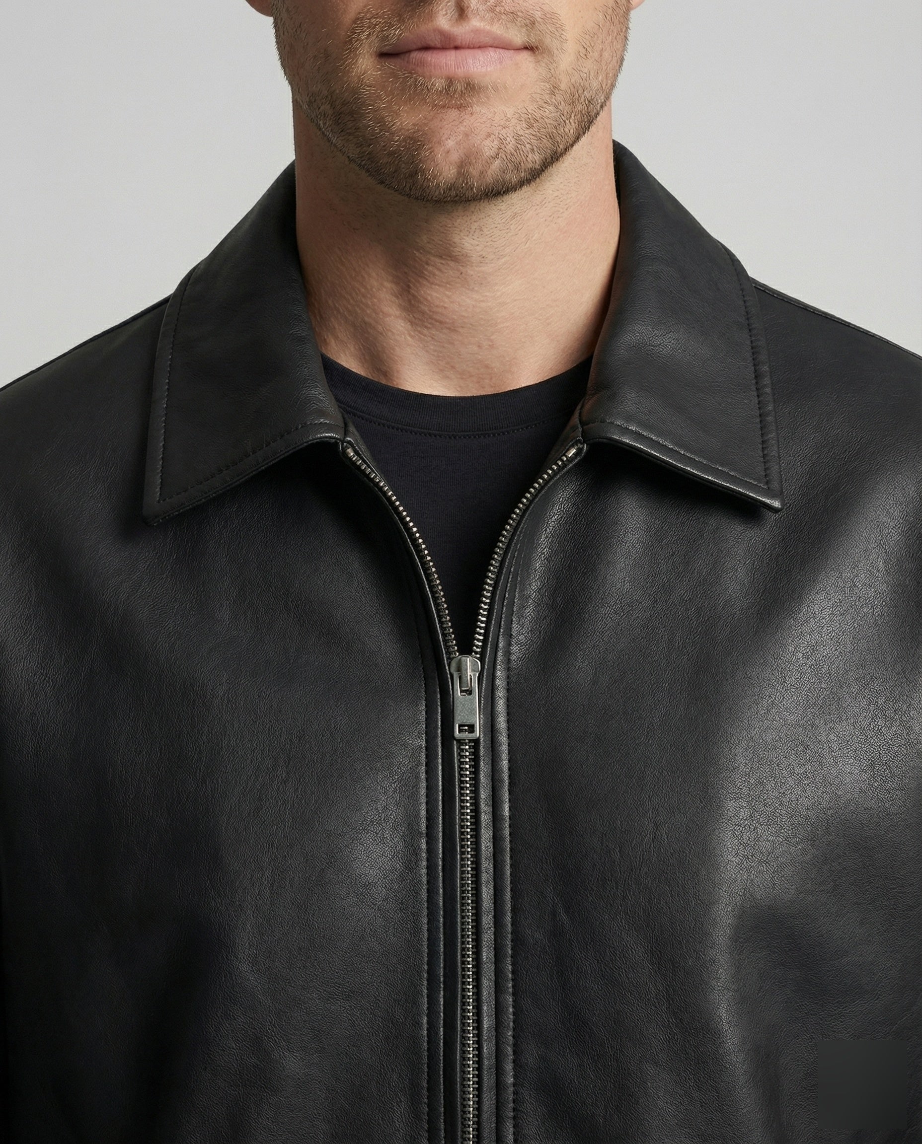 Herren Oversize Kunstleder-Blouson Reißverschluss - Image 3