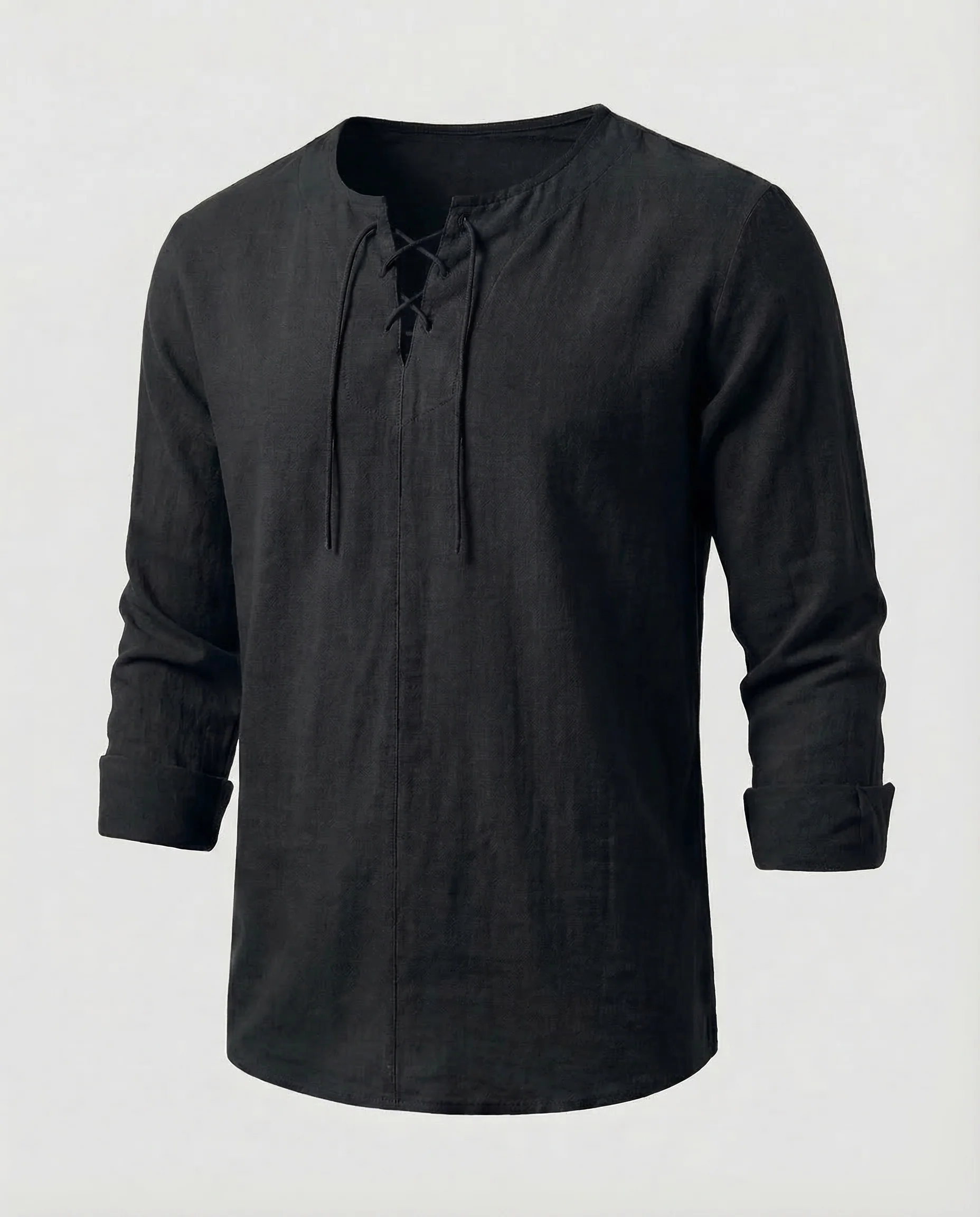 Herren Oversize Leinenhemd Schnürung - Image 11