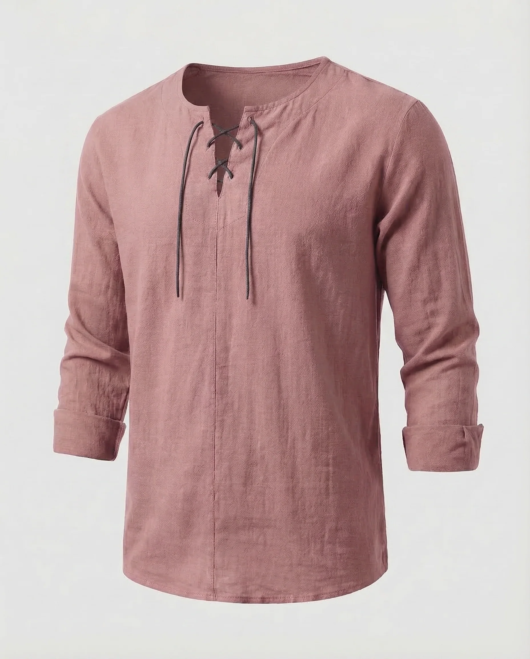 Herren Oversize Leinenhemd Schnürung - Image 6