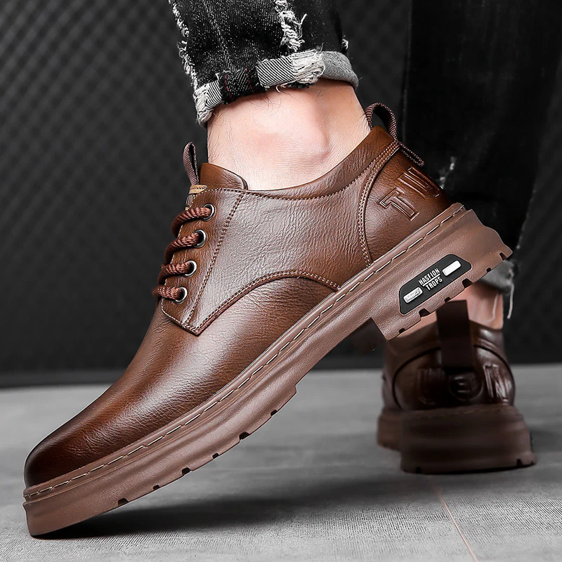 Herren Premium Leder Schnürschuhe mit rutschfester Sohle R&B - Image 4