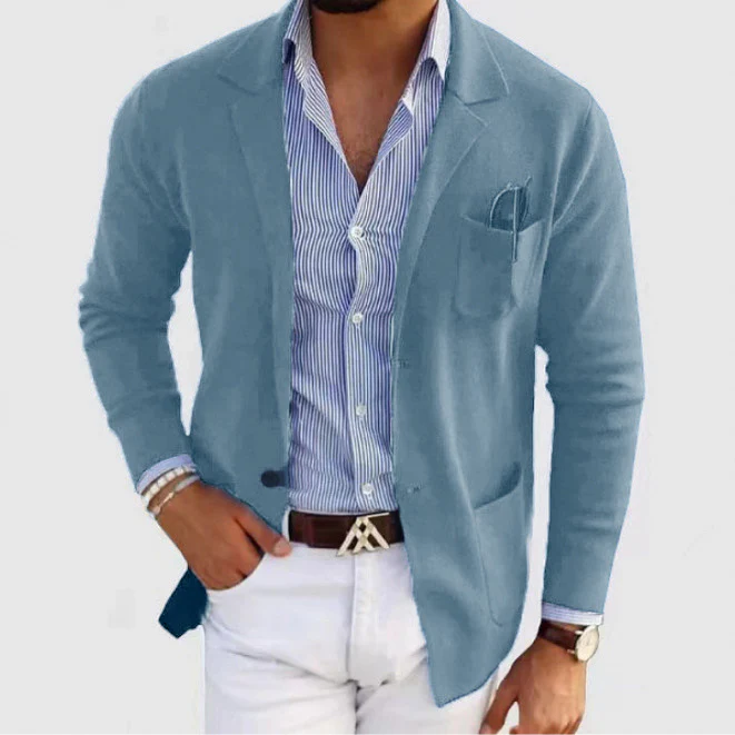 Herren sportlicher Strickblazer mit feiner Struktur und praktischen Taschen R&B - Image 12