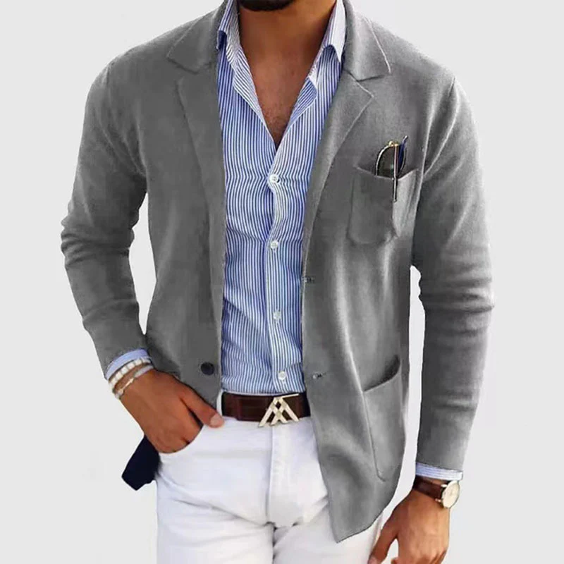 Herren sportlicher Strickblazer mit feiner Struktur und praktischen Taschen R&B - Image 9
