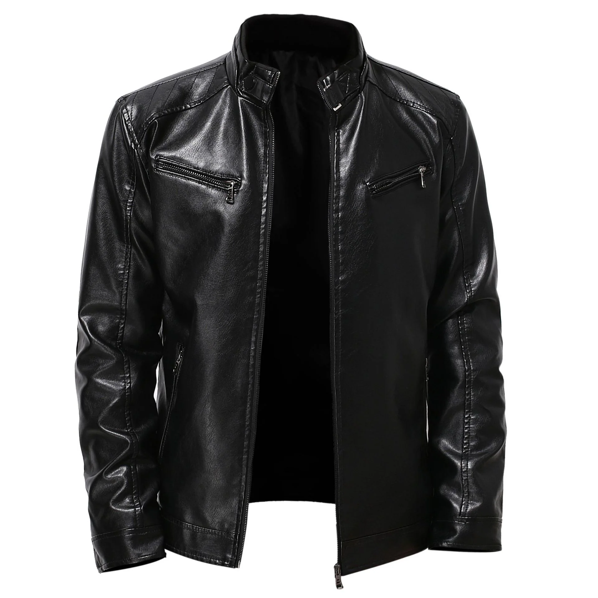 Herren stylische Kunstleder-Motorradjacke im Biker-Stil R&B - Image 6