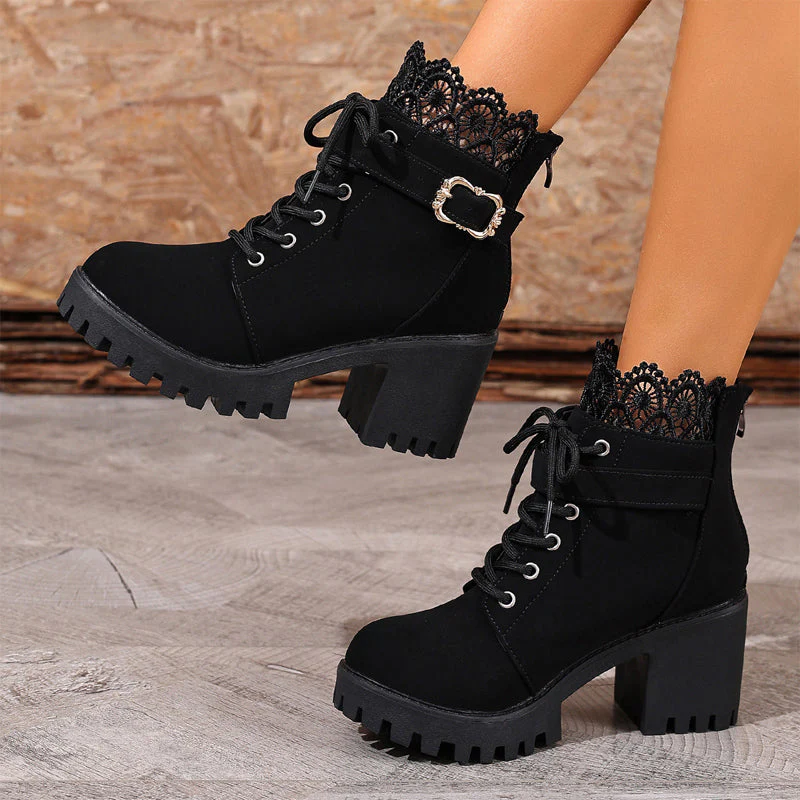 Kampfstiefeletten mit Absatz, Spitze und Schnalle R&B R&B - Image 4