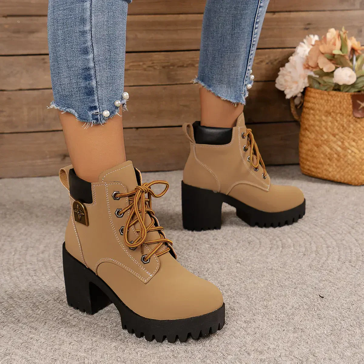 Modische Stiefeletten mit dicken Absätzen R&B R&B - Image 5