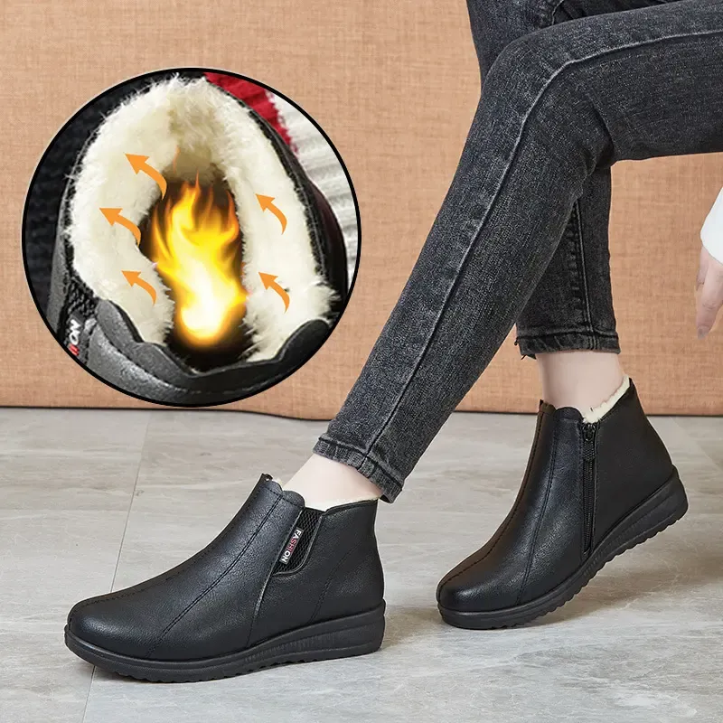Modische Winterstiefel aus Leder mit Weicher Sohle R&B R&B - Image 2