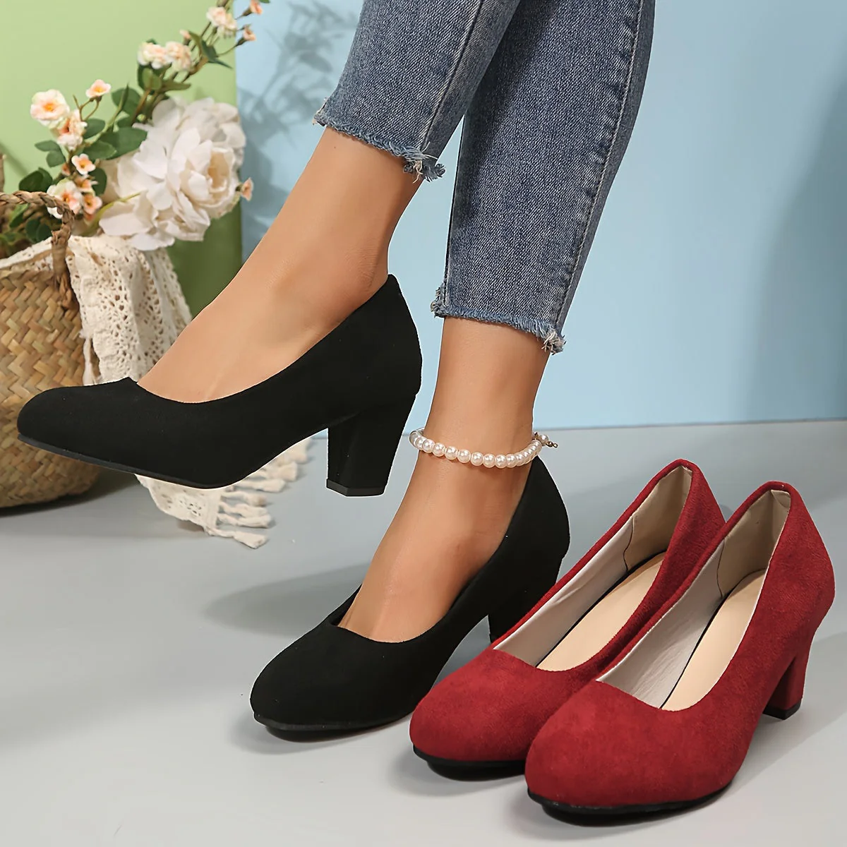 Pumps mit breiter Zehenkappe und stabilem Absatz R&B R&B - Image 4