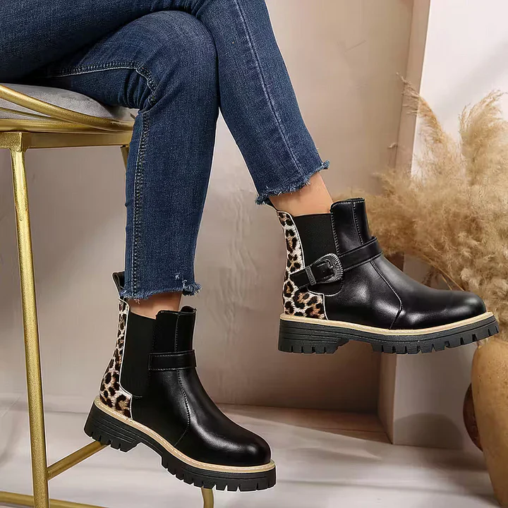Retro-Stiefeletten mit Schnalle und dicken Absätzen R&B R&B - Image 2