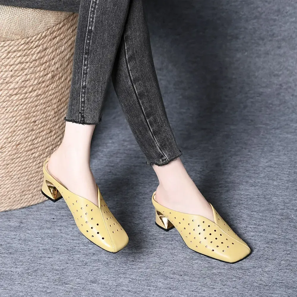 trendige Sandalen mit stabilem, hohlem Absatz R&B R&B - Image 7